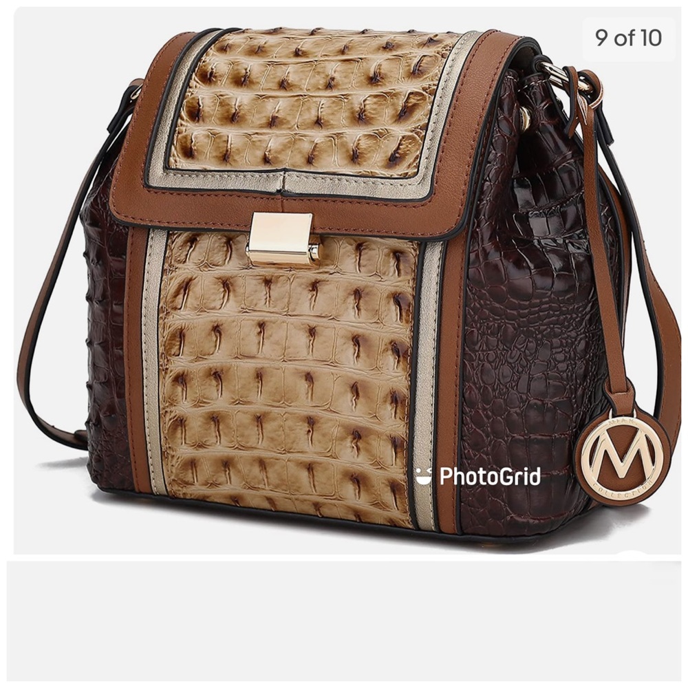 Mia K. Collection Vegan Leather Shoulder Bag Embossed Faux Alligator